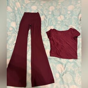Wild Fable Burgundy Flare Pants and Top Set ButterBliss